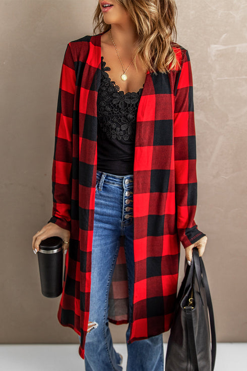 Print Colorblock Long Cardigan